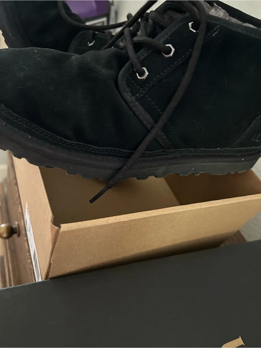 Men's Black Ugg suede  Lace-Up Casual Boots